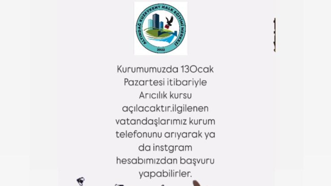 Arıcılık Kursumuz Açılacaktır.